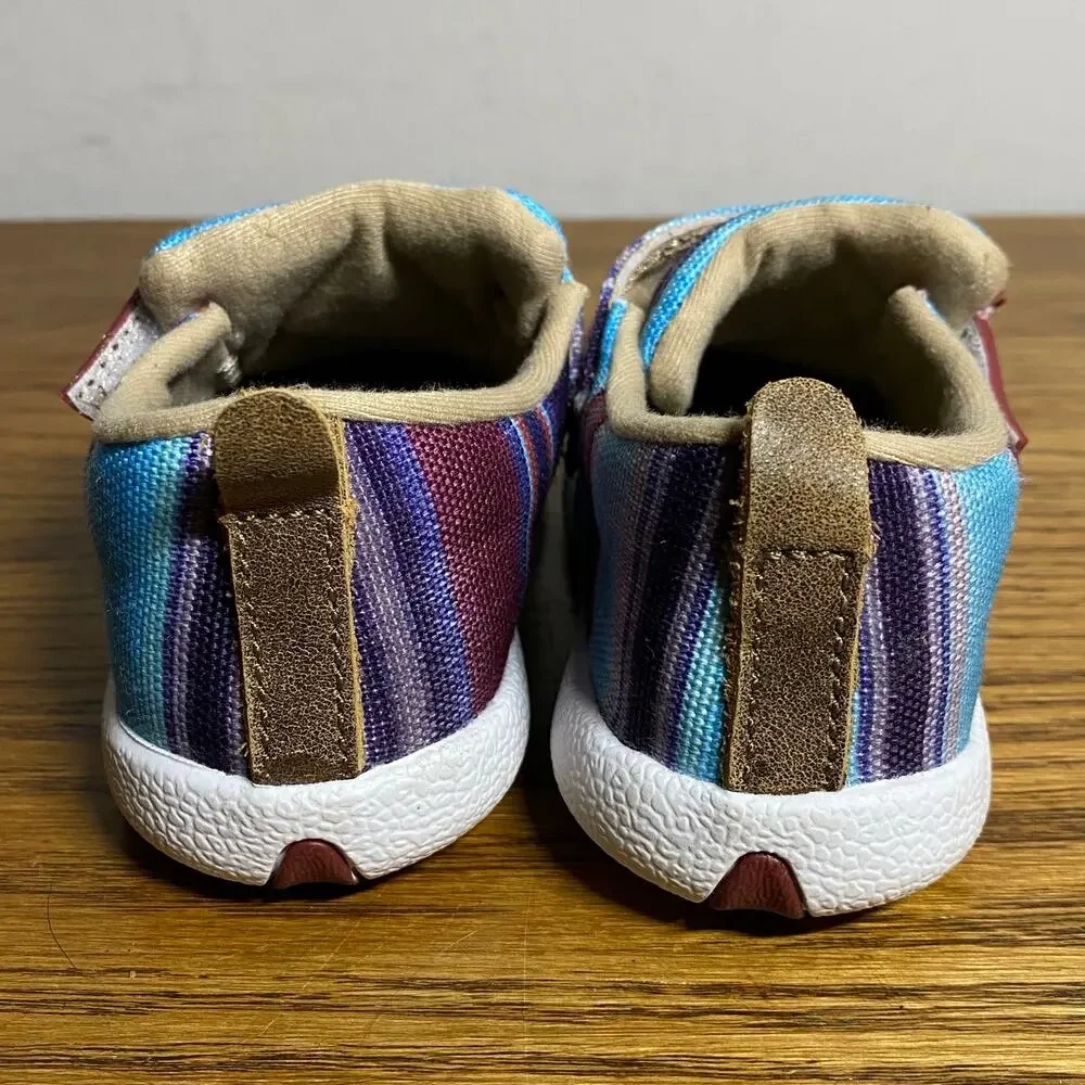 Twisted X Infant 5M Hooey Driving Mocs Multicolor Stripe Pattern Shoes Hook Loop